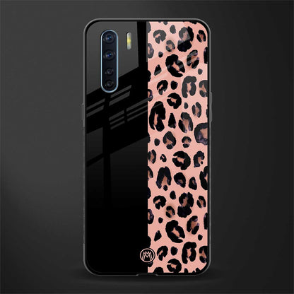 black & pink cheetah fur glass case for oppo f15 image