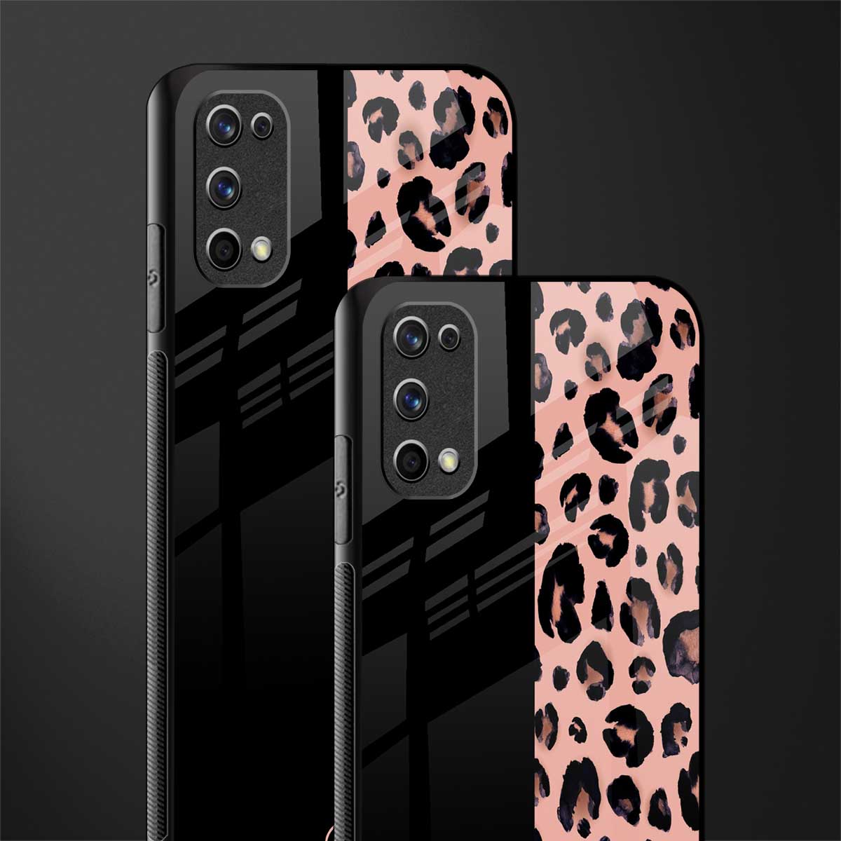 black & pink cheetah fur glass case for realme 7 pro image-2