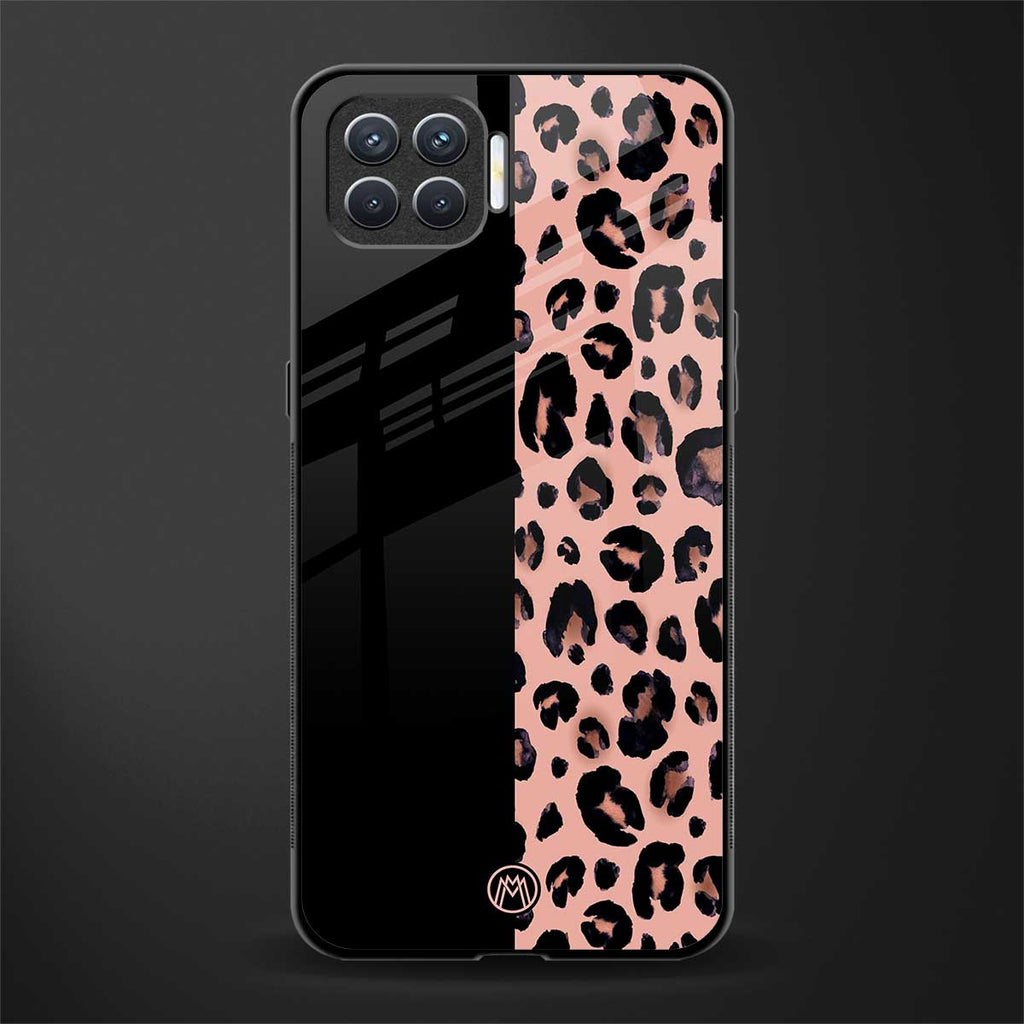 black & pink cheetah fur glass case for oppo f17 pro image