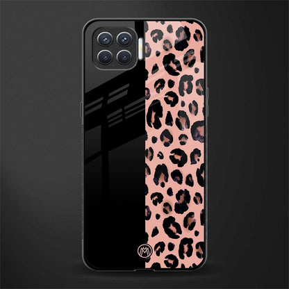 black & pink cheetah fur glass case for oppo f17 pro image