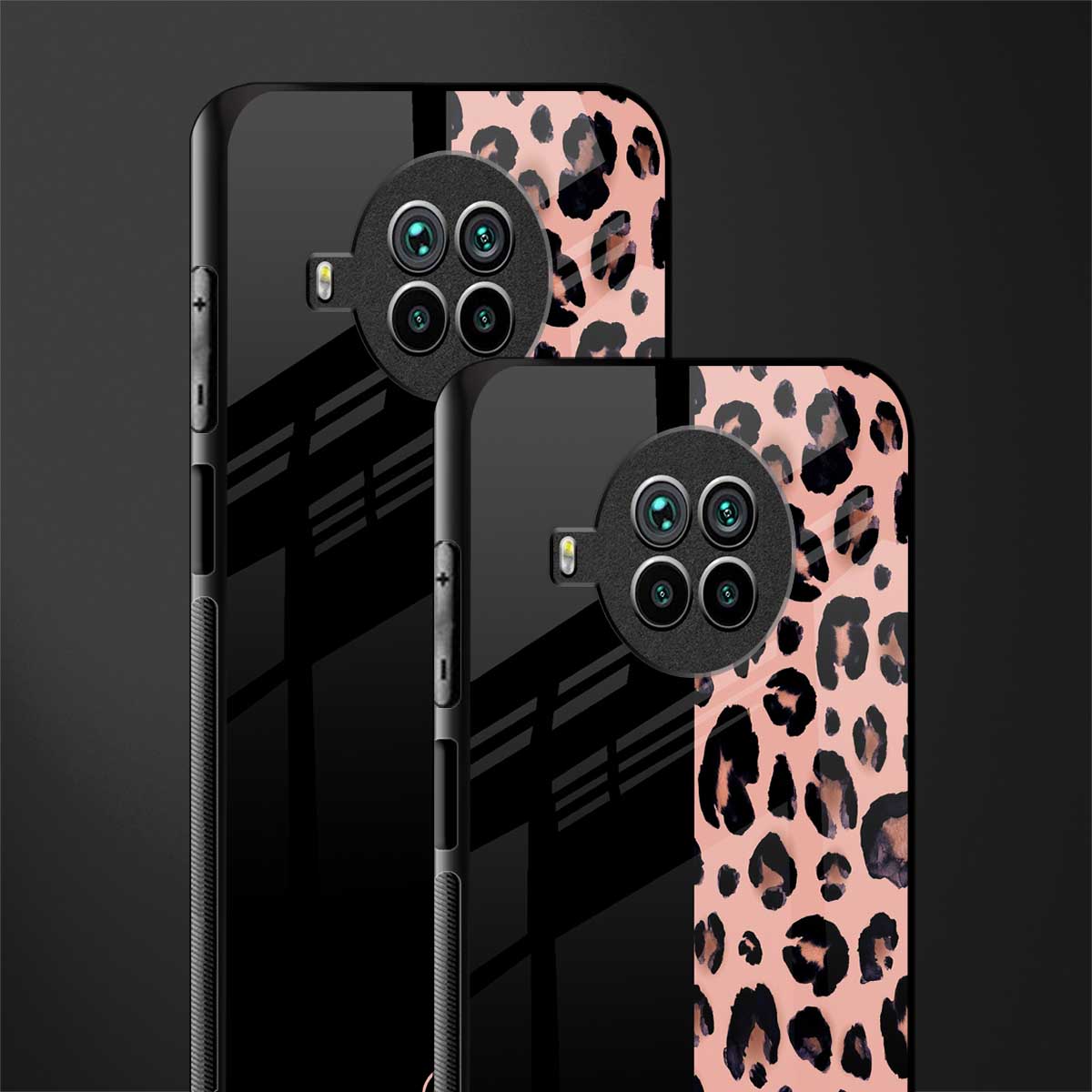 black & pink cheetah fur glass case for mi 10i image-2