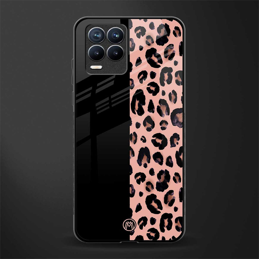 black & pink cheetah fur glass case for realme 8 pro image
