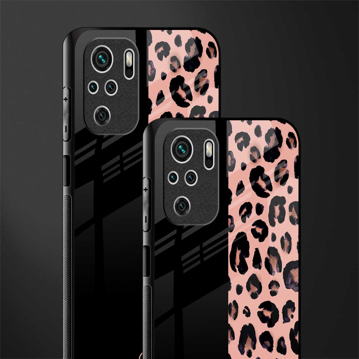 black & pink cheetah fur glass case for redmi note 10 image-2