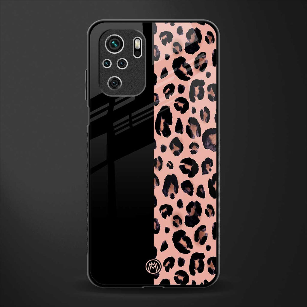 black & pink cheetah fur glass case for redmi note 10 image