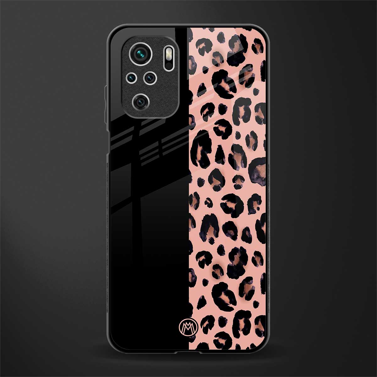 black & pink cheetah fur glass case for redmi note 10 image