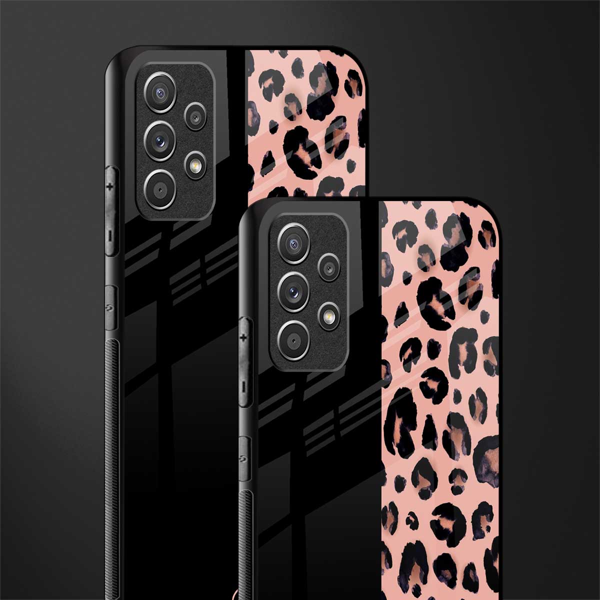 black & pink cheetah fur glass case for samsung galaxy a72 image-2