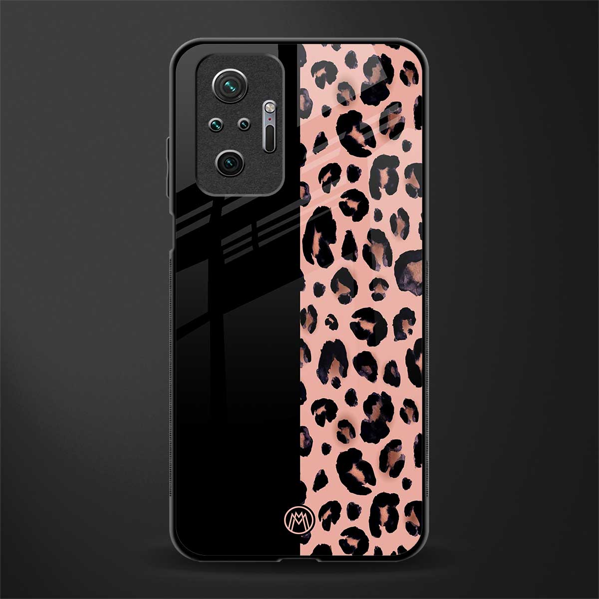 black & pink cheetah fur glass case for redmi note 10 pro max image