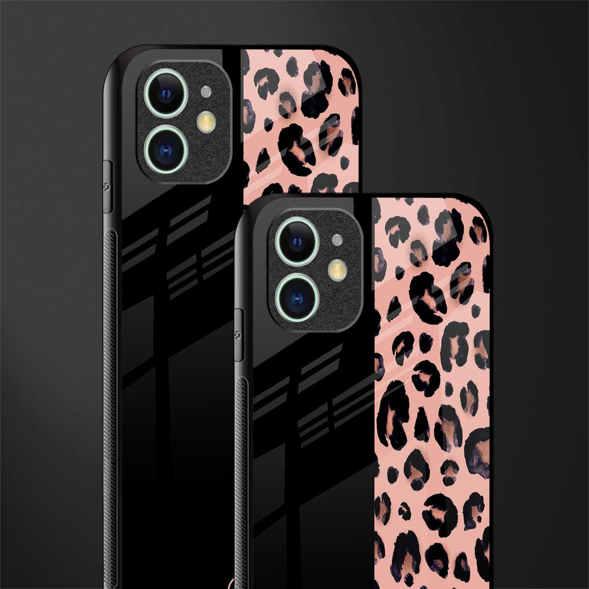 black & pink cheetah fur glass case for iphone 12 mini image-2