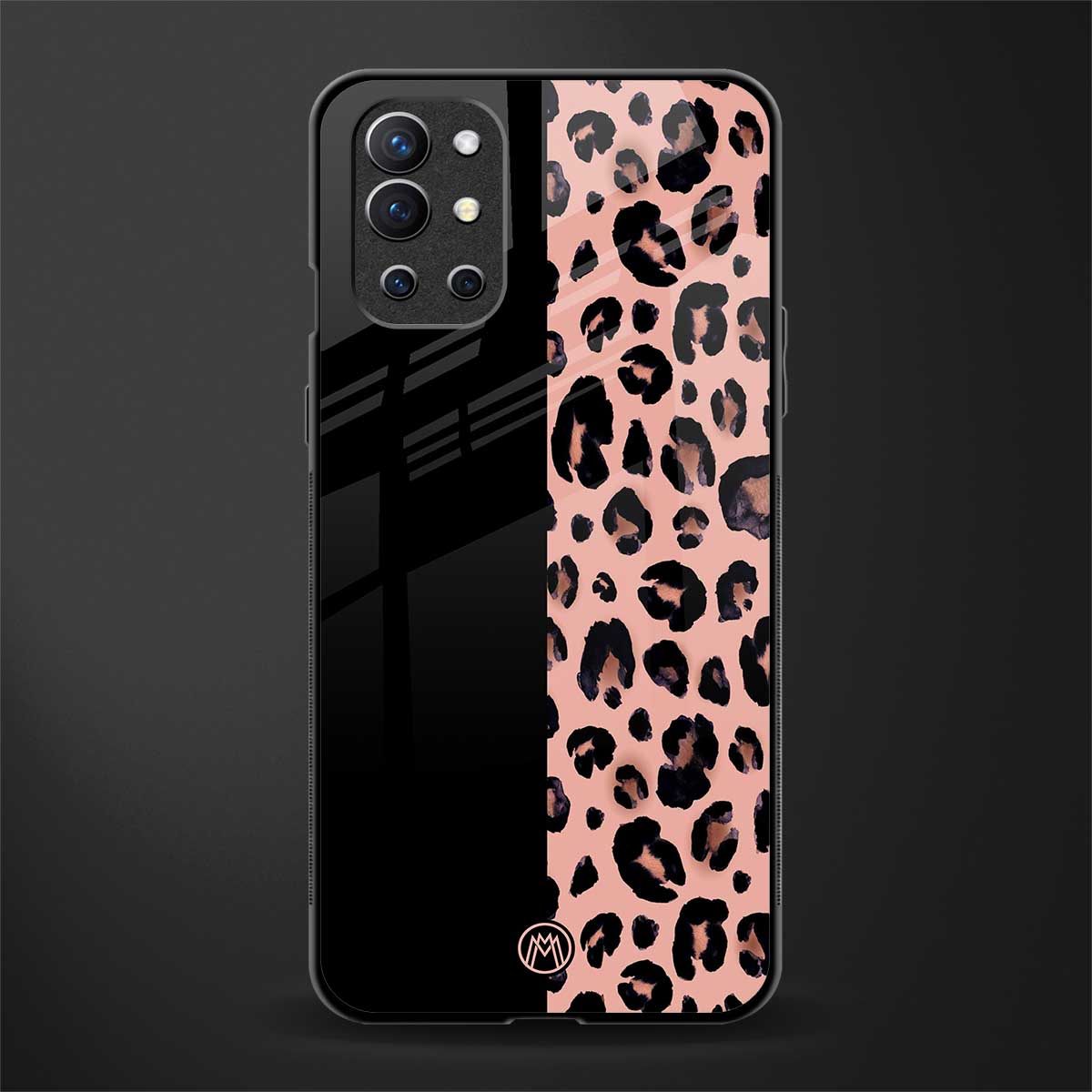 black & pink cheetah fur glass case for oneplus 9r image