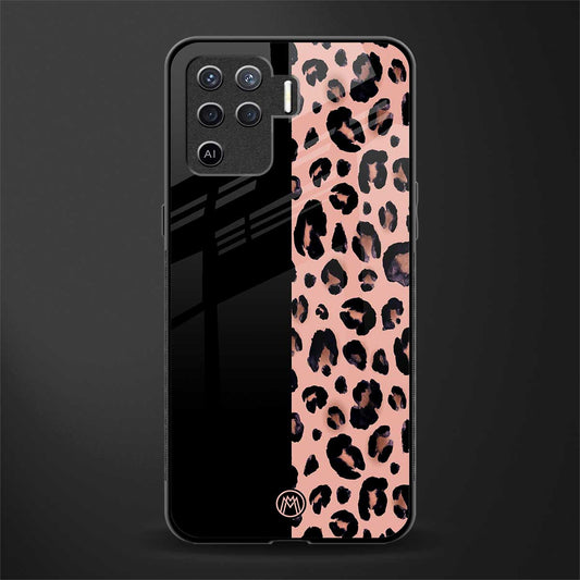 black & pink cheetah fur glass case for oppo f19 pro image