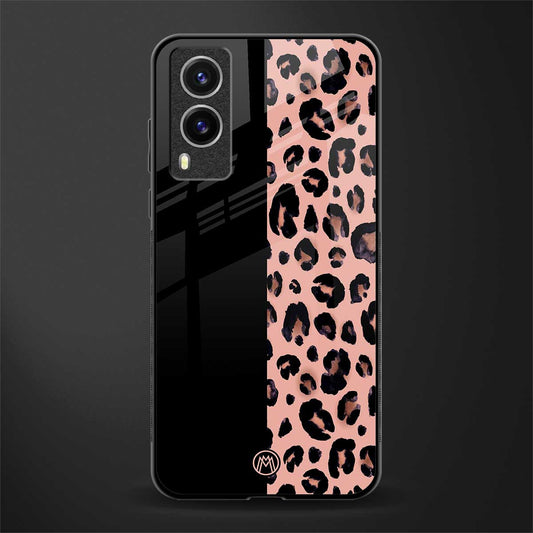 black & pink cheetah fur glass case for vivo v21e 5g image