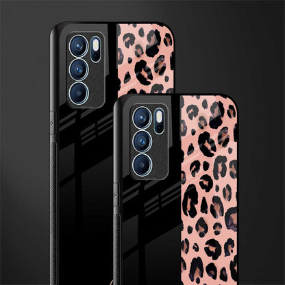 black & pink cheetah fur glass case for oppo reno6 5g image-2