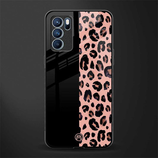 black & pink cheetah fur glass case for oppo reno6 5g image