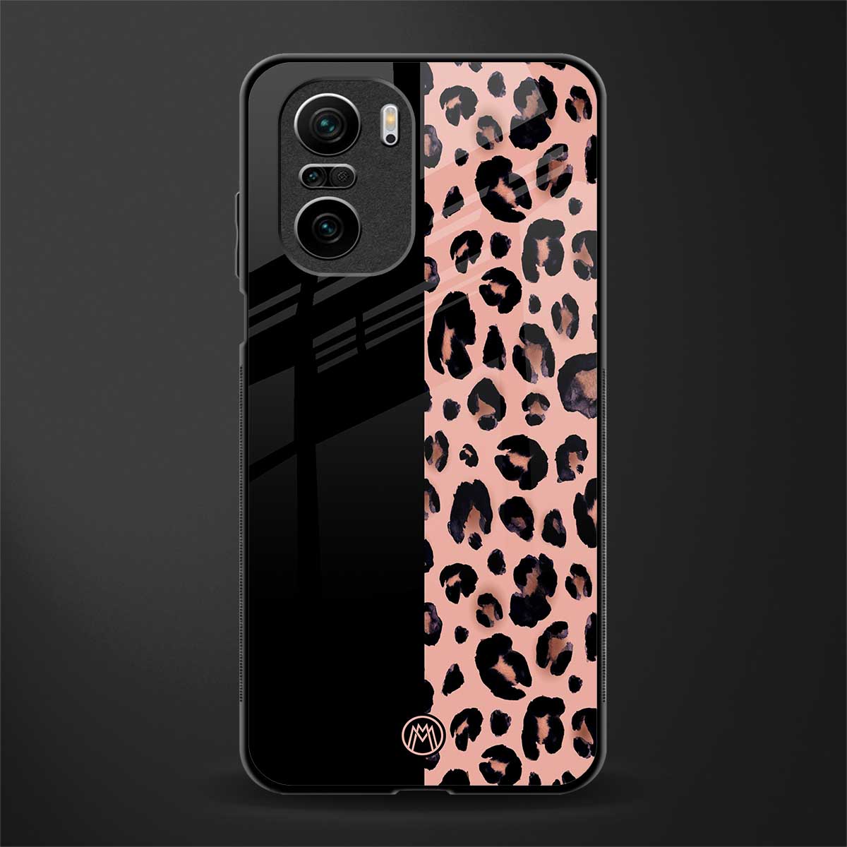 black & pink cheetah fur glass case for mi 11x 5g image