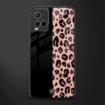 black & pink cheetah fur glass case for vivo y33s vivo y33t image