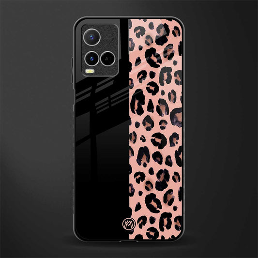 black & pink cheetah fur glass case for vivo y33s vivo y33t image