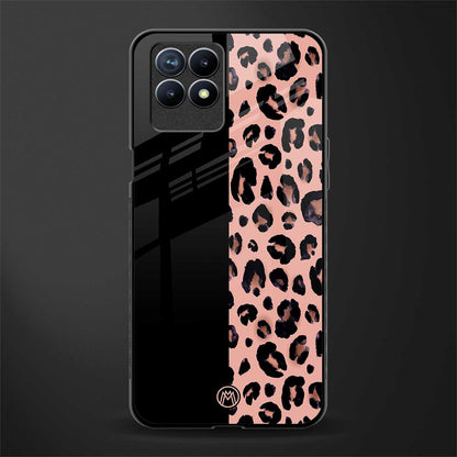 black & pink cheetah fur glass case for realme 8i image