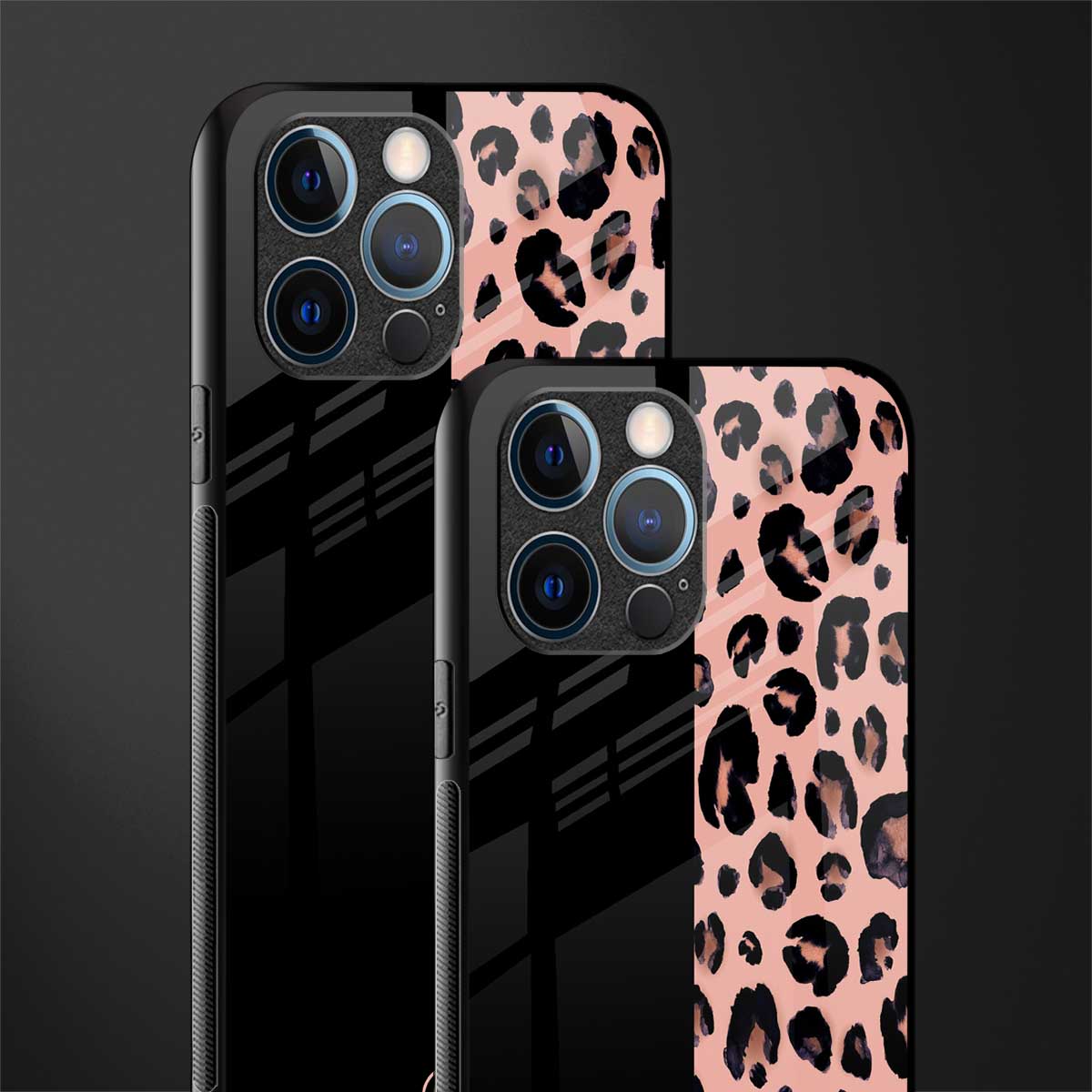 black & pink cheetah fur glass case for iphone 12 pro image-2
