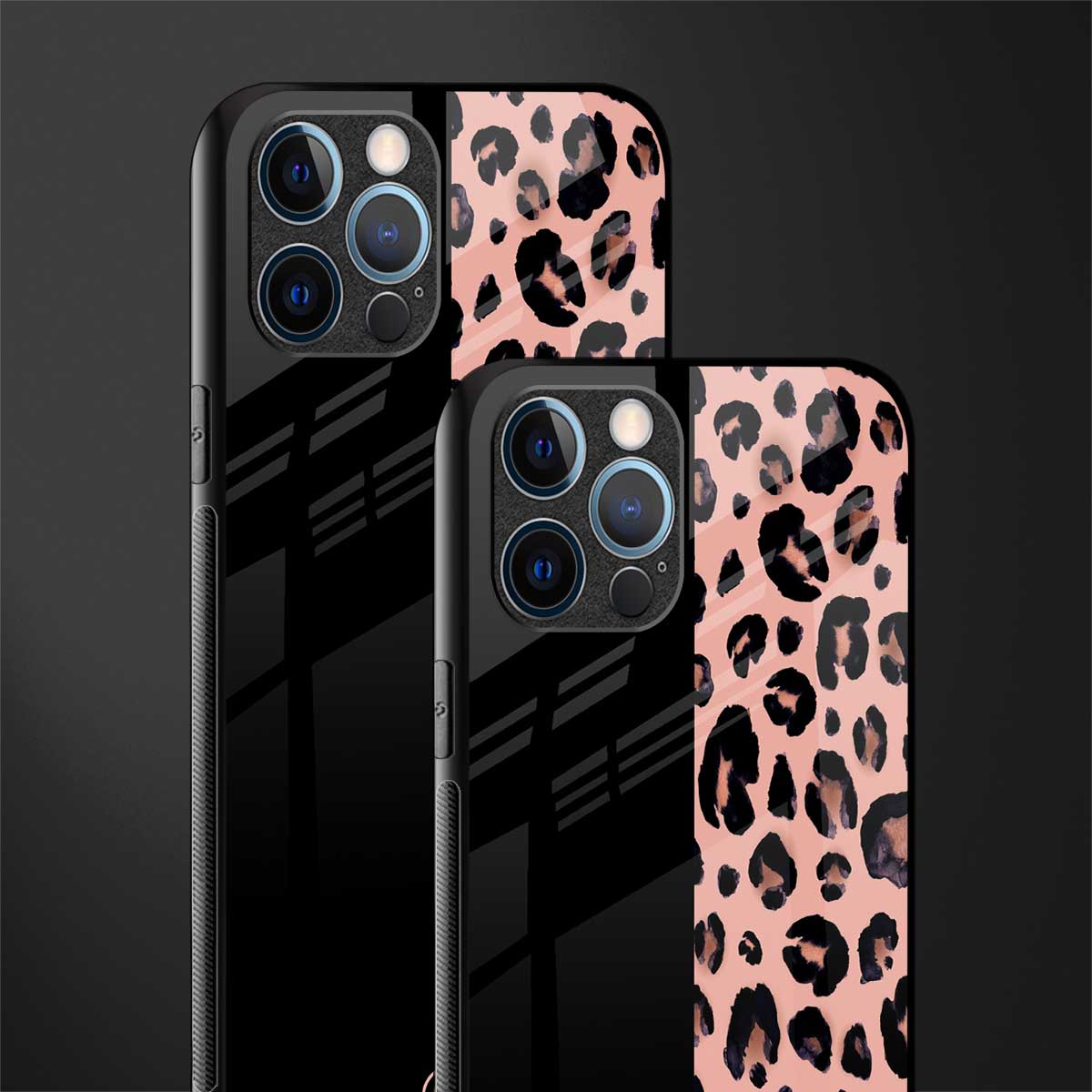 black & pink cheetah fur glass case for iphone 12 pro max image-2
