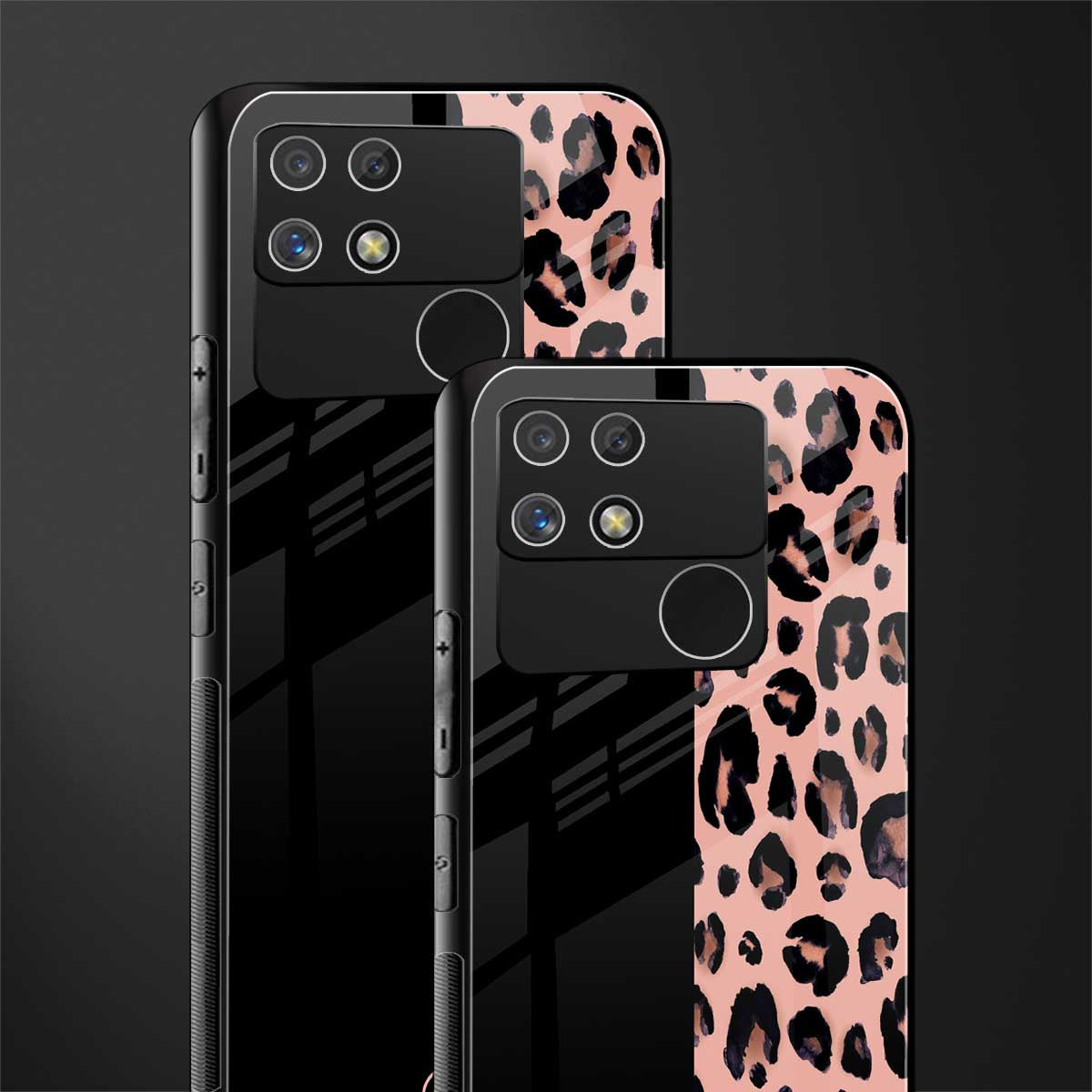 black & pink cheetah fur back phone cover | glass case for realme narzo 50a
