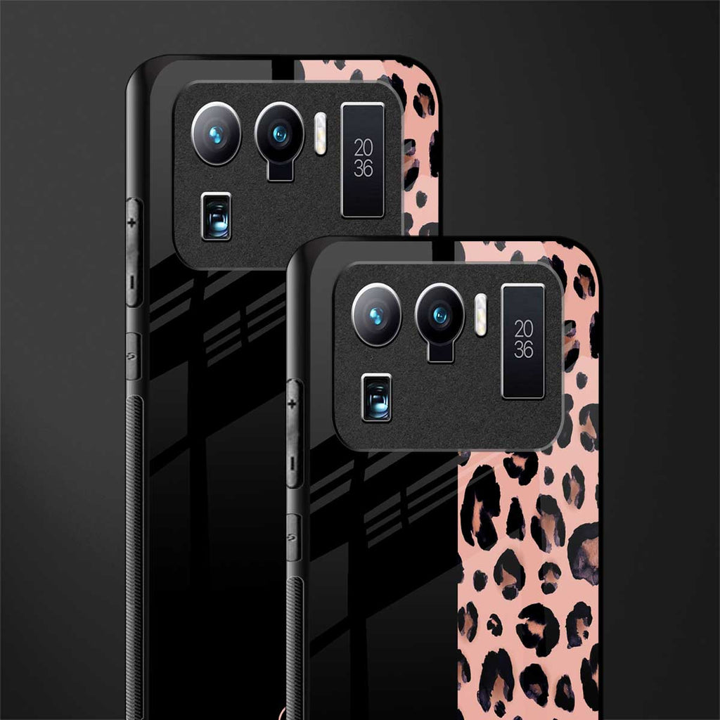 black & pink cheetah fur glass case for mi 11 ultra 5g image-2