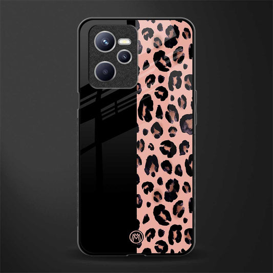 black & pink cheetah fur glass case for realme c35 image