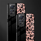 black & pink cheetah fur back phone cover | glass case for redmi note 11 pro plus 4g/5g