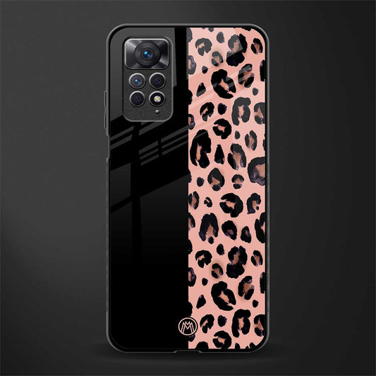 black & pink cheetah fur back phone cover | glass case for redmi note 11 pro plus 4g/5g