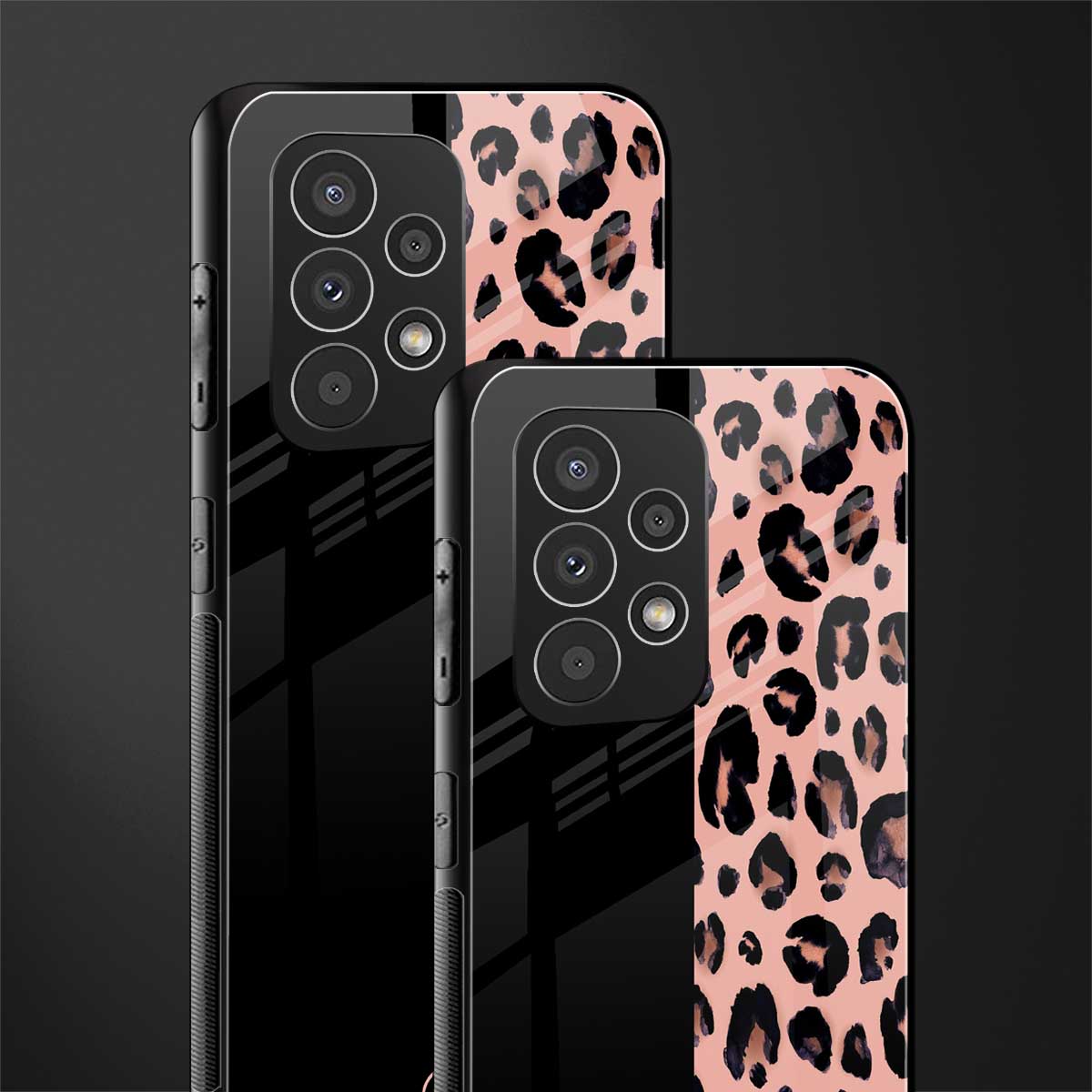 black & pink cheetah fur back phone cover | glass case for samsung galaxy a53 5g