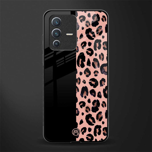 black & pink cheetah fur glass case for vivo v23 5g image