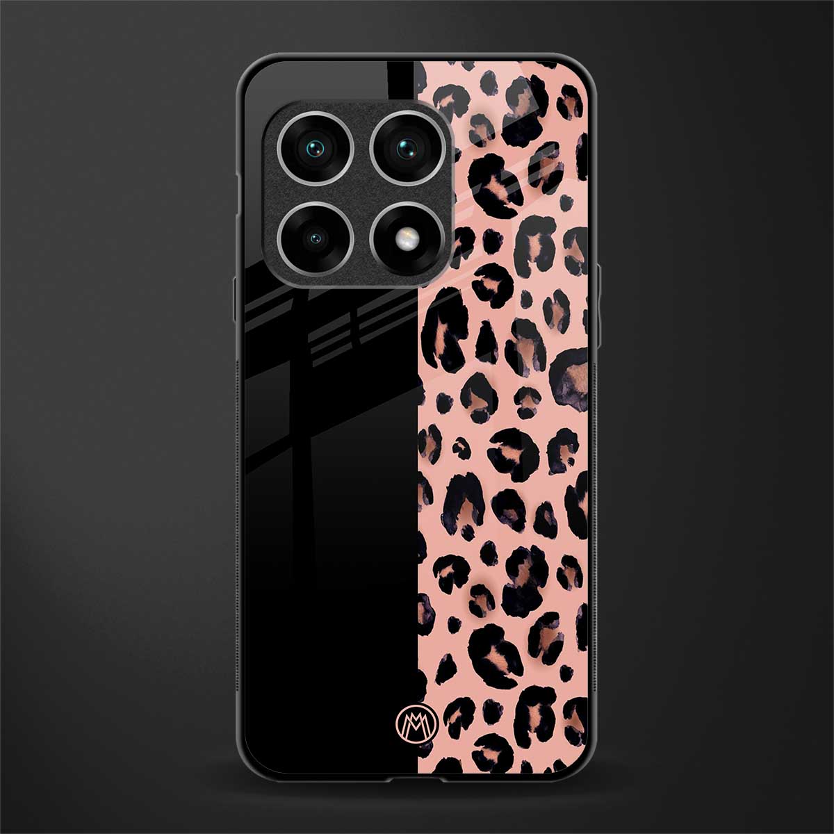 black & pink cheetah fur glass case for oneplus 10 pro 5g image