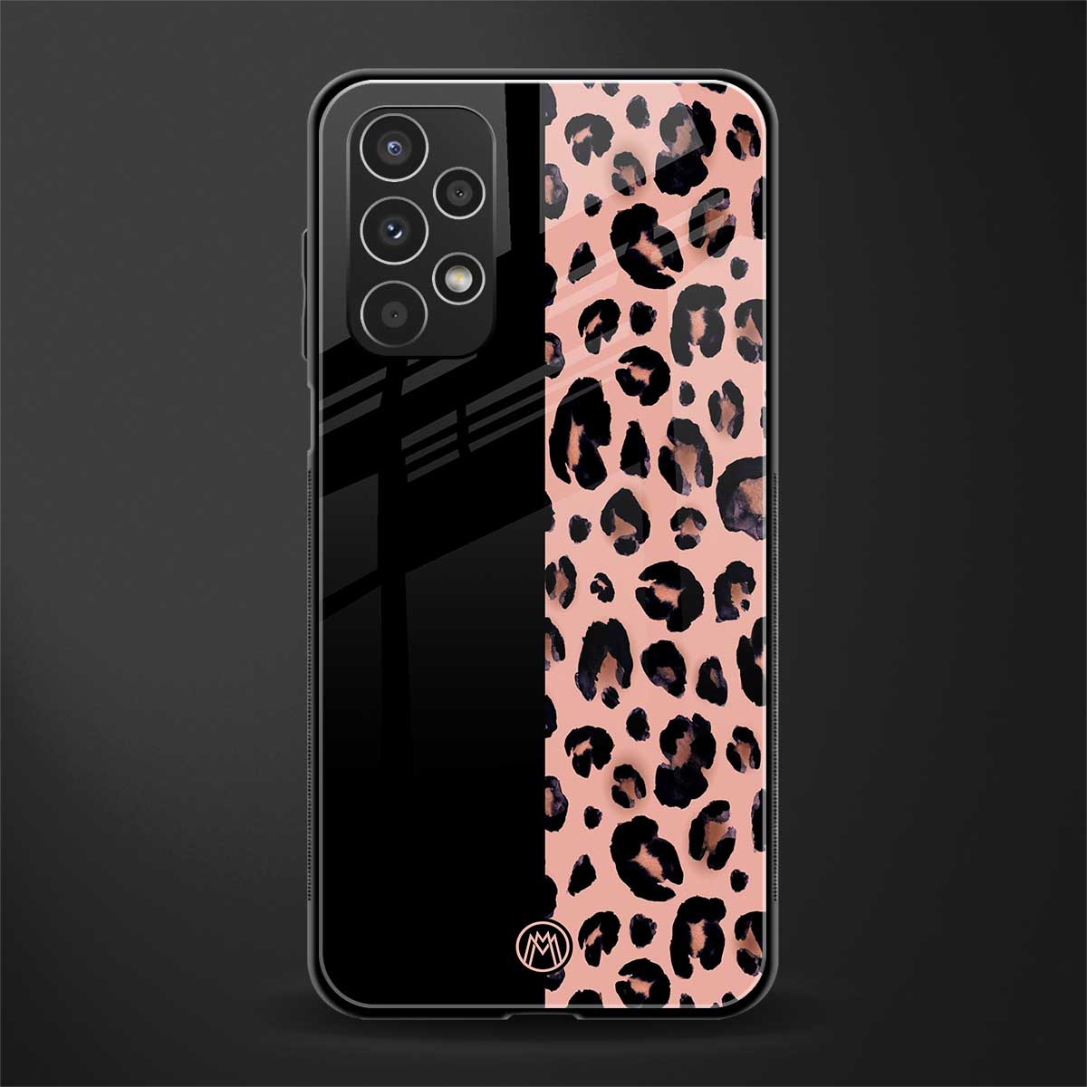 black & pink cheetah fur back phone cover | glass case for samsung galaxy a13 4g