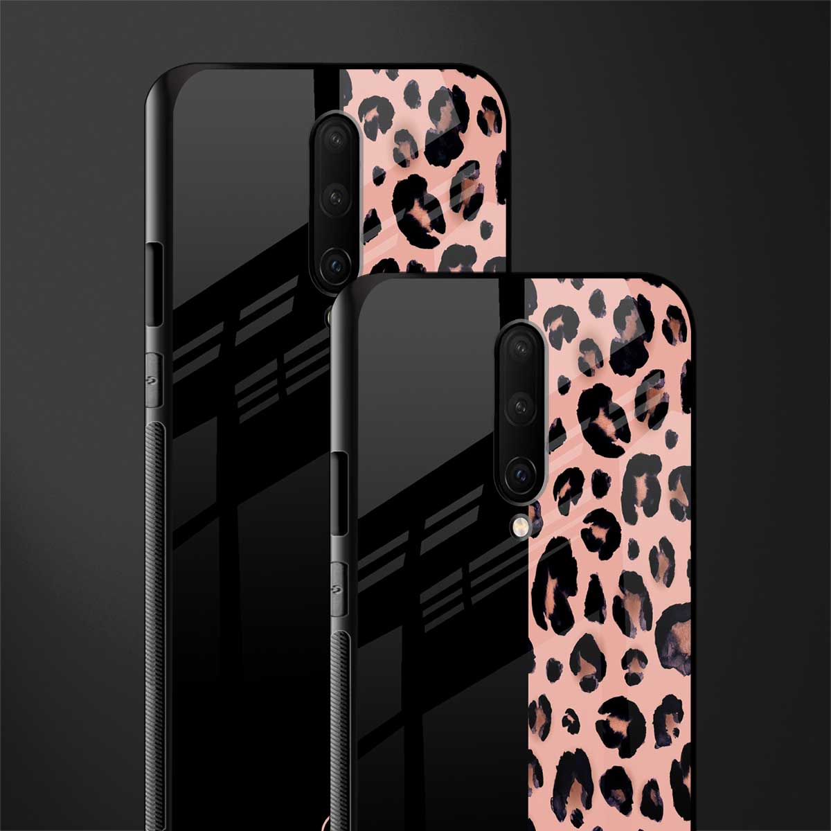 black & pink cheetah fur glass case for oneplus 7 pro image-2