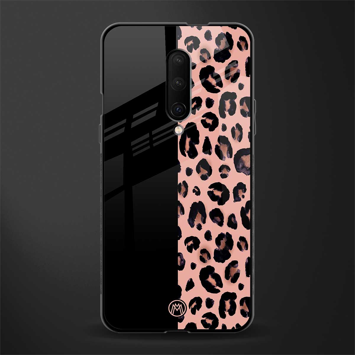 black & pink cheetah fur glass case for oneplus 7 pro image