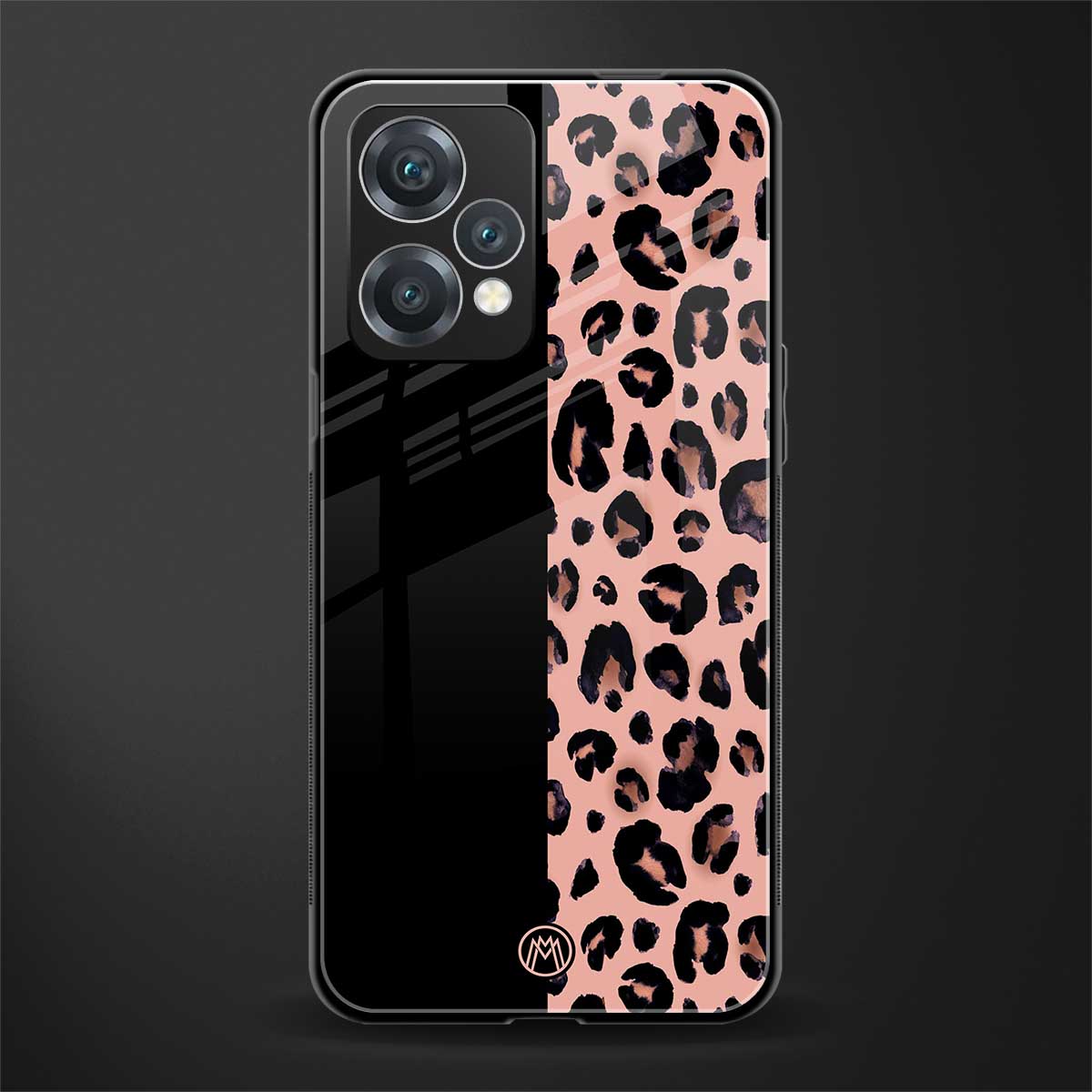 black & pink cheetah fur back phone cover | glass case for oneplus nord ce 2 lite 5g