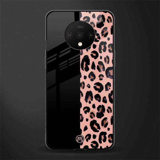black & pink cheetah fur glass case for oneplus 7t image