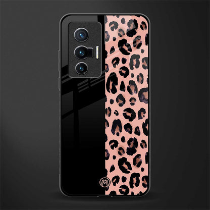 black & pink cheetah fur glass case for vivo x70 image