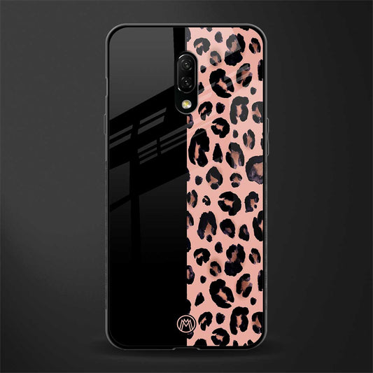 black & pink cheetah fur glass case for oneplus 7 image