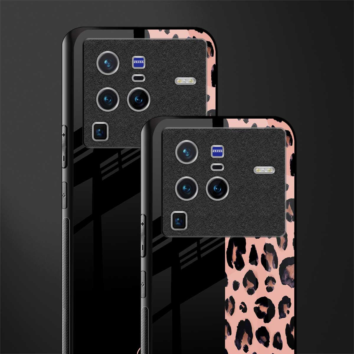 black & pink cheetah fur glass case for vivo x80 pro 5g image-2