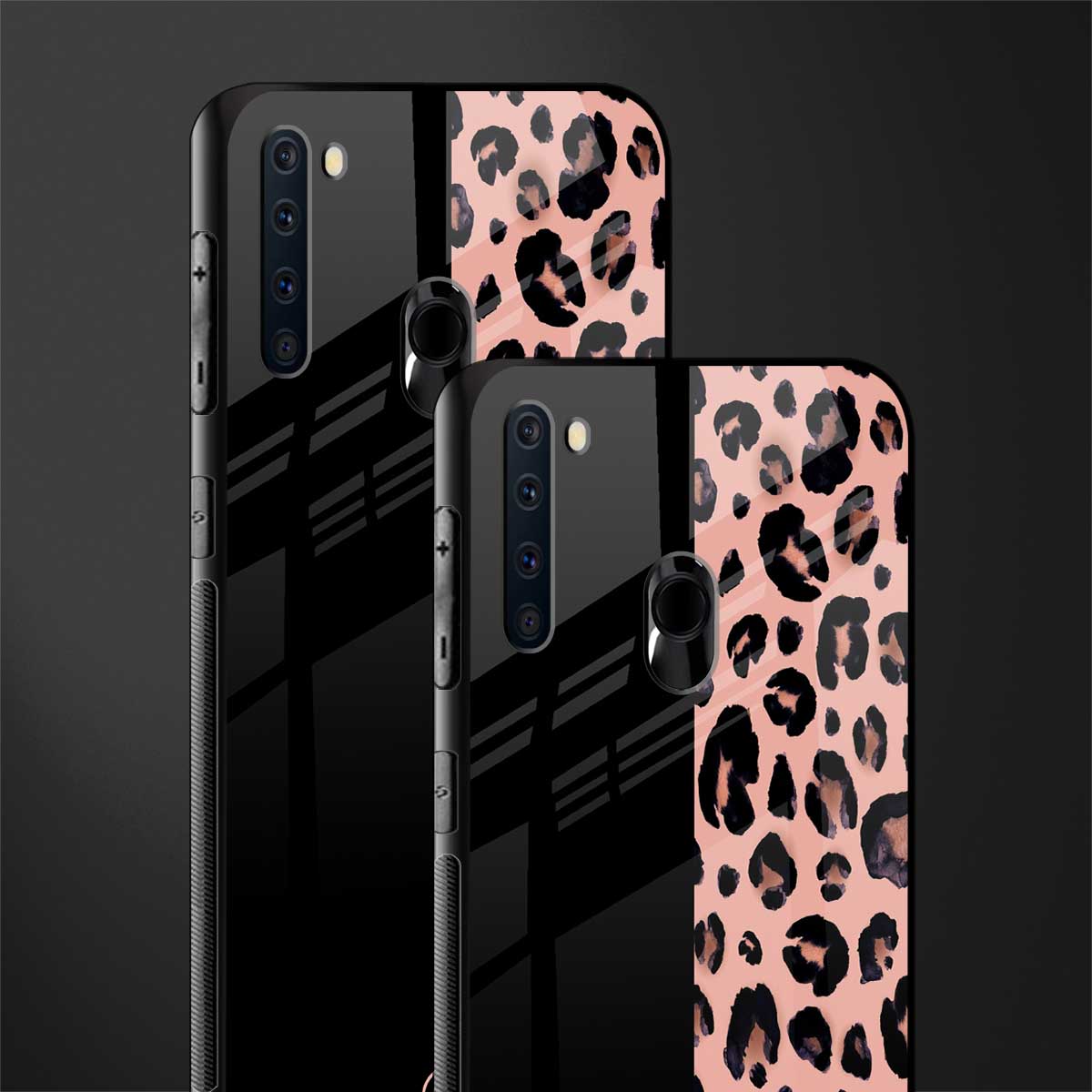 black & pink cheetah fur glass case for samsung a21 image-2