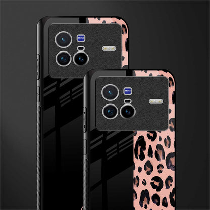 black & pink cheetah fur glass case for vivo x80 image-2