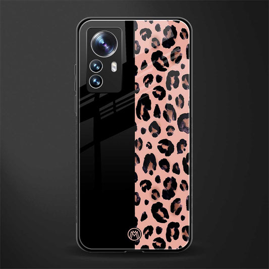 black & pink cheetah fur back phone cover | glass case for xiaomi 12 pro
