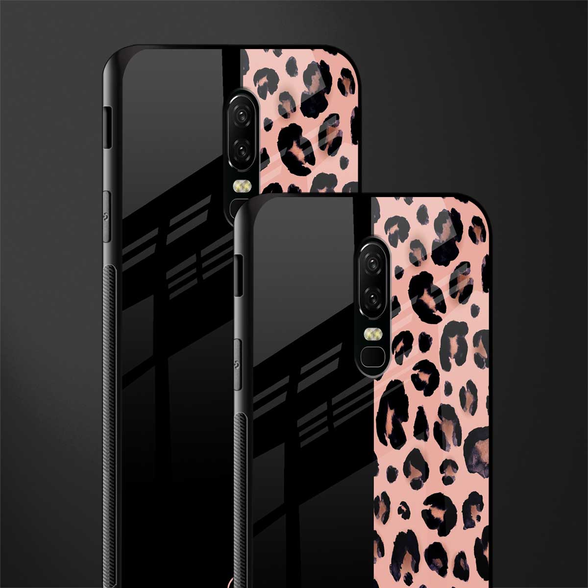 black & pink cheetah fur glass case for oneplus 6 image-2