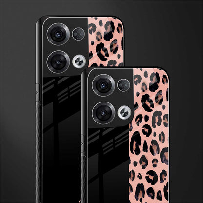 black & pink cheetah fur back phone cover | glass case for oppo reno 8 pro