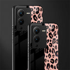 black & pink cheetah fur back phone cover | glass case for vivo v25 pro 5g
