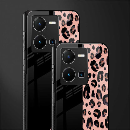 black & pink cheetah fur back phone cover | glass case for vivo y35 4g
