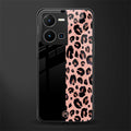 black & pink cheetah fur back phone cover | glass case for vivo y35 4g