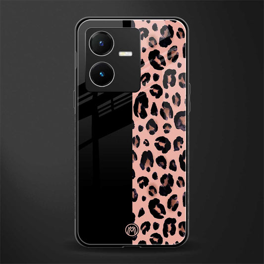 black & pink cheetah fur back phone cover | glass case for vivo y22