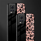 black & pink cheetah fur back phone cover | glass case for vivo v21e 4g