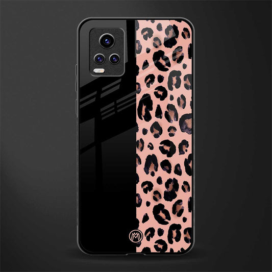 black & pink cheetah fur back phone cover | glass case for vivo v21e 4g